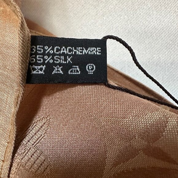 Women’s Beige Satin Shawl Scarf With Fringe Edges Size: 75 x 27 inches - Picture 6 of 6